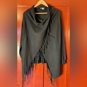 Peace & Pearls Black Fringe Women Sweater